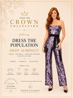 Dress the Population Andy Sequin Jumpsuit S Purple